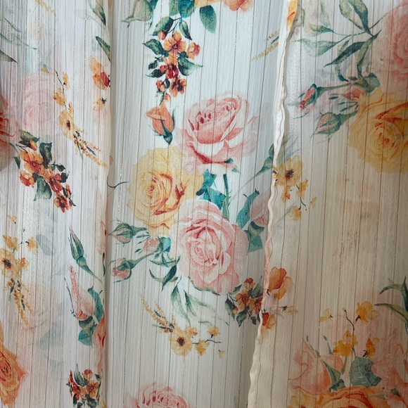 Maurice’s Pink, White & Orange Rose Kimono/Duster Xsmall - Picture 4 of 6